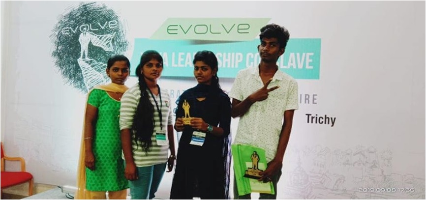 Our Students Ms. Shankari & Mr. Praveen won Most Creative & High Impact Solution Award in Evolve 2019, YUVA Leadership