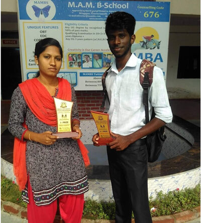 Our students team won First prize Ms.Surya in solo dance and Robin Joy in short film making organized by PRIST University, Thanjavur.